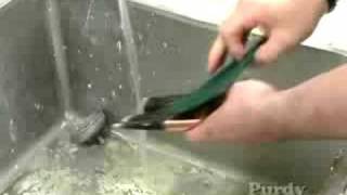 Cleaning a paint brush